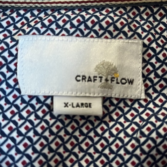 CRAFT +FLOW Mens Navy Print Dress Shirt - Picture 3 of 12